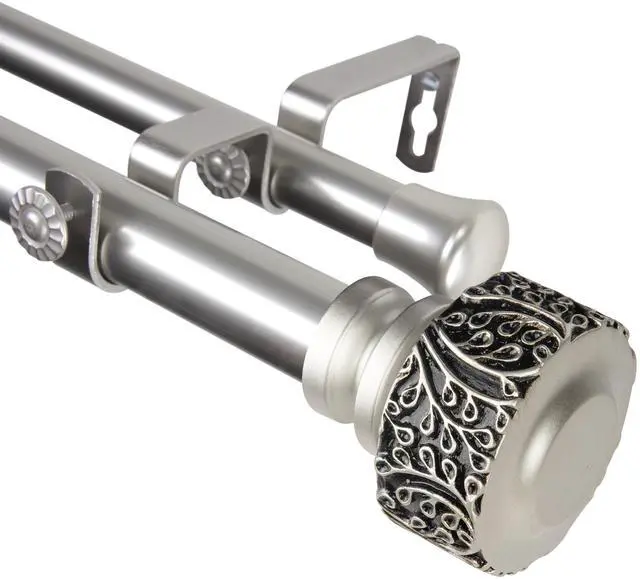 Main image of Alexander Double Curtain Rod 1 inch 120-170 inch - Satin Nickel