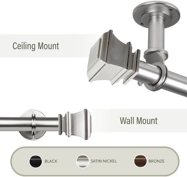 Main image of Elena 1"  Ceiling Curtain Rod/ Room Divider  160-240 inch - Satin Nickel
