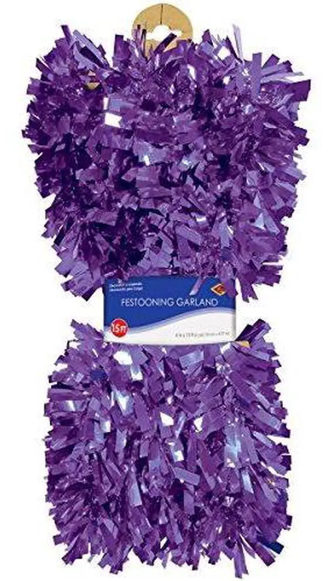 Alt view image 2 of 2 - Beistle 4" x 15' 6-Ply Flame Resistant Metallic Festooning Garland Purple 2/Pack 50281-PL