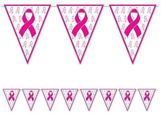 Alt view image 2 of 2 - Beistle Ribbon Pennant Banner, 11" x 12, Pink/White