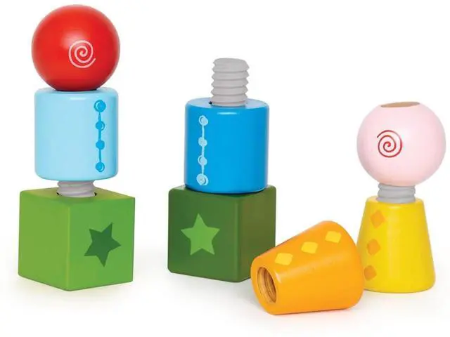Main image of Hape Twist and Turnables Wooden Building Block Learning Set