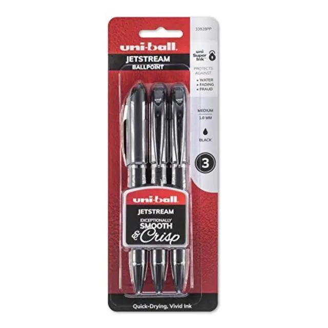 Alt view image 2 of 2 - uni-ball Jetstream Ballpoint Pens, Bold Point (1.0mm), Black, 3 Count