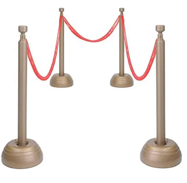 Alt view image 2 of 2 - Beistle Red Rope Stanchion Set Awards Night Decorations, VIP Party, Red/Bronze (Plastic)
