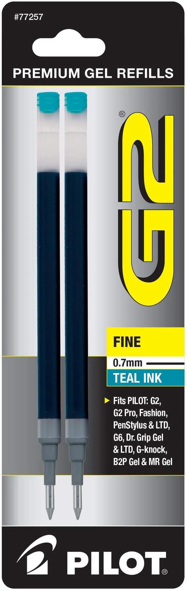 Main image of Pilot, G2 Gel Ink Refills, Fine Point 0.7 mm, Teal, Pack of 2