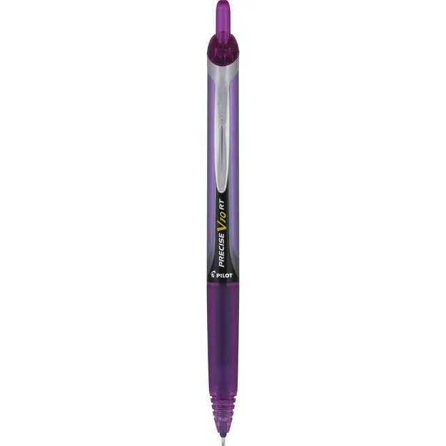Alt view image 2 of 6 - Pilot Precise V10 RT Refillable & Retractable Rolling Ball Pens, Bold Point, Purple Ink, 1.0mm, 12-Pack
