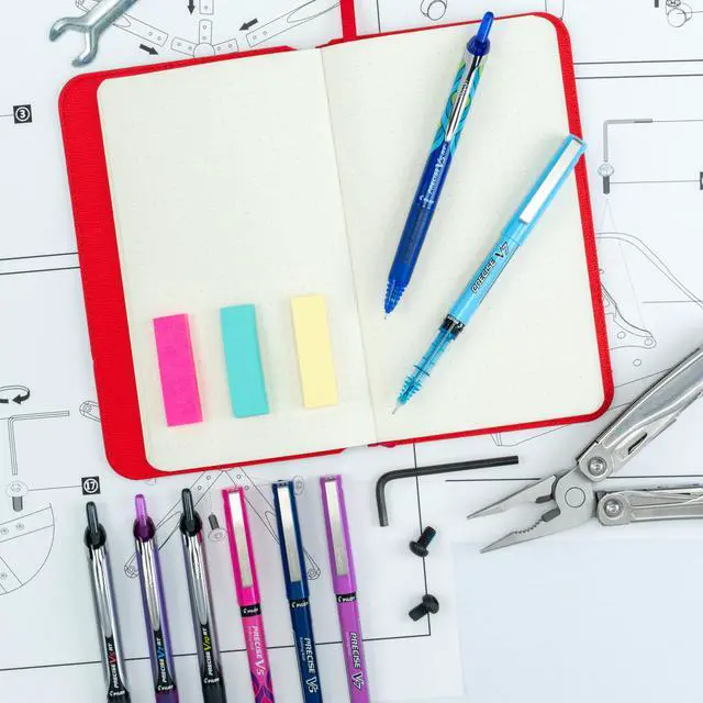 Alt view image 6 of 6 - Pilot Precise V10 RT Refillable & Retractable Rolling Ball Pens, Bold Point, Purple Ink, 1.0mm, 12-Pack