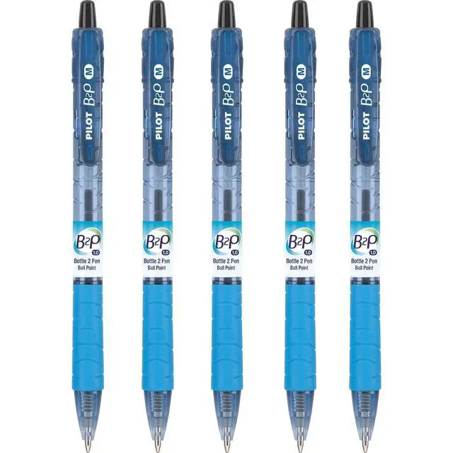 Alt view image 3 of 5 - Pilot B2P - Bottle to Pen Refillable & Retractable Ballpoint Pens Made From Recycled Bottles, Medium Point, Black Ink, 1.0mm, 5-Pack