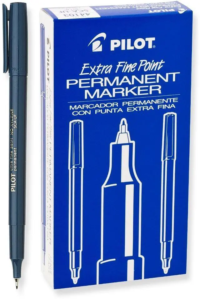 Main image of Pilot Extra Fine Point Permanent Markers, Marker Pens, Blue Ink, 12-Pack