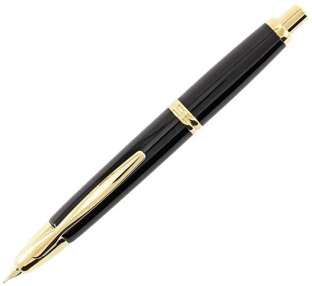Main image of PILOT Vanishing Point Collection Refillable & Retractable Fountain Pen, Black Barrel with Gold Accents, Blue Ink, Fine Nib (60165)