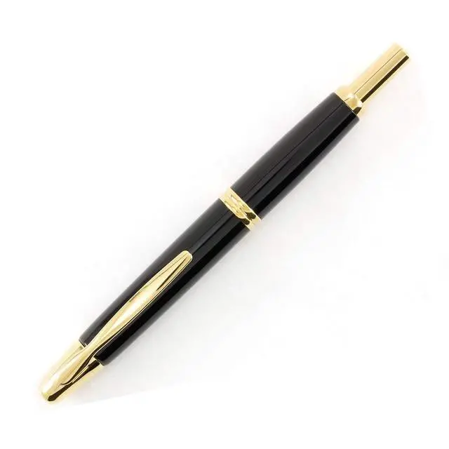 Alt view image 3 of 3 - PILOT Vanishing Point Collection Refillable & Retractable Fountain Pen, Black Barrel with Gold Accents, Blue Ink, Fine Nib (60165)