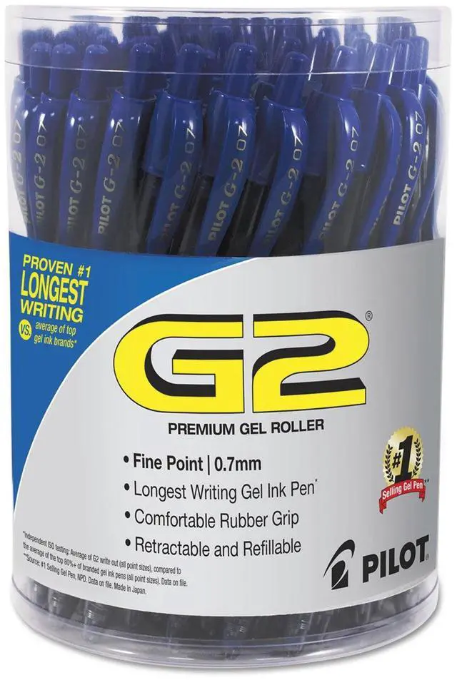 Main image of Pilot G2 Premium Gel Pen Convenience Pack, Retractable, Fine 0.7 mm, Blue Ink, Blue Barrel, 36/Pack
