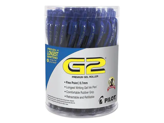 Alt view image 2 of 5 - Pilot G2 Premium Gel Pen Convenience Pack, Retractable, Fine 0.7 mm, Blue Ink, Blue Barrel, 36/Pack