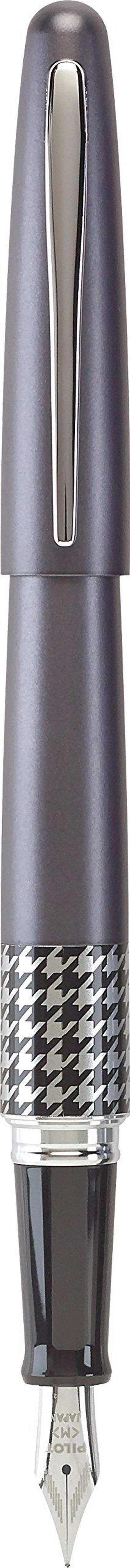 Main image of PILOT MR Retro Pop Collection Fountain Pen in Gift Box, Gray Barrel with Houndstooth Accent, Fine Point Stainless Steel Nib, Refillable Black Ink (91435)