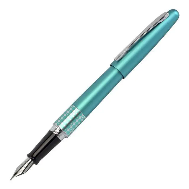 Alt view image 4 of 5 - PILOT MR Retro Pop Collection Fountain Pen in Gift Box, Turquoise Barrel with Dots Accent, Fine Point Stainless Steel Nib, Refillable Black Ink (91436)