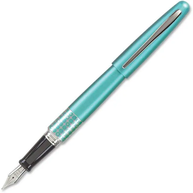 Alt view image 5 of 5 - PILOT MR Retro Pop Collection Fountain Pen in Gift Box, Turquoise Barrel with Dots Accent, Fine Point Stainless Steel Nib, Refillable Black Ink (91436)