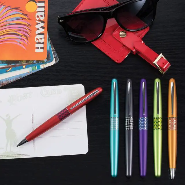 Alt view image 4 of 4 - PILOT MR Retro Pop Collection Fountain Pen in Gift Box, Red Barrel with Wave Accent, Fine Point Stainless Steel Nib, Refillable Black Ink (91432)