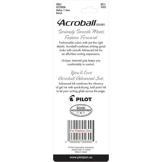 Alt view image 2 of 4 - PILOT Acroball Colors Advanced Ink Refillable & Retractable Ball Point Pens, Medium Point, Red Ink, 2-Pack
