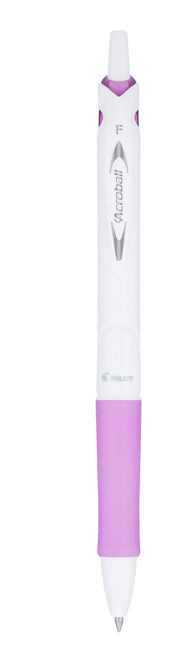 Alt view image 3 of 5 - Pilot Acroball PureWhite Advanced Ink Refillable & Retractable Ball Point Pens with Purple Accents, Fine Point, Ballpoint Pens, Black Ink, 0.7mm, 12-Pack