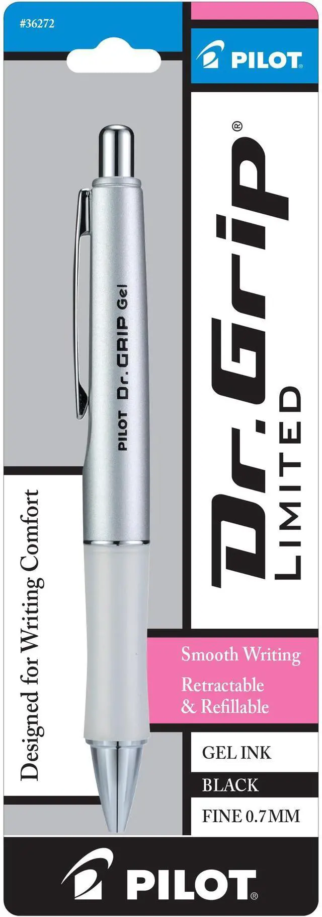 Main image of PILOT Dr. Grip Limited Refillable & Retractable Gel Pen, Fine Point, Black Ink, Single Pen - Ideal for School, Journaling & Office Writing