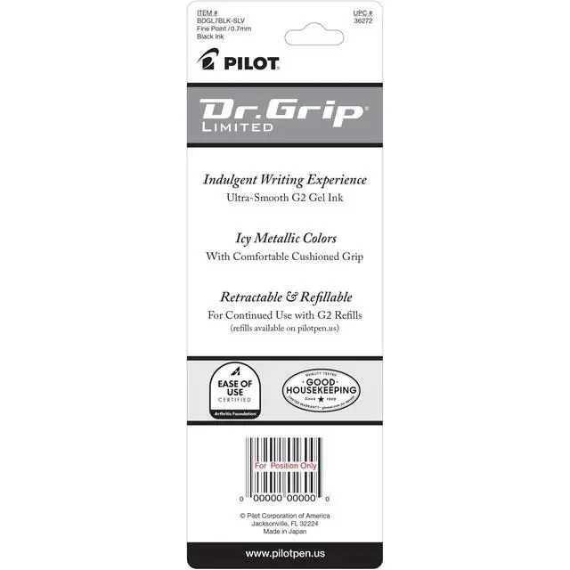 Alt view image 2 of 5 - PILOT Dr. Grip Limited Refillable & Retractable Gel Pen, Fine Point, Black Ink, Single Pen - Ideal for School, Journaling & Office Writing