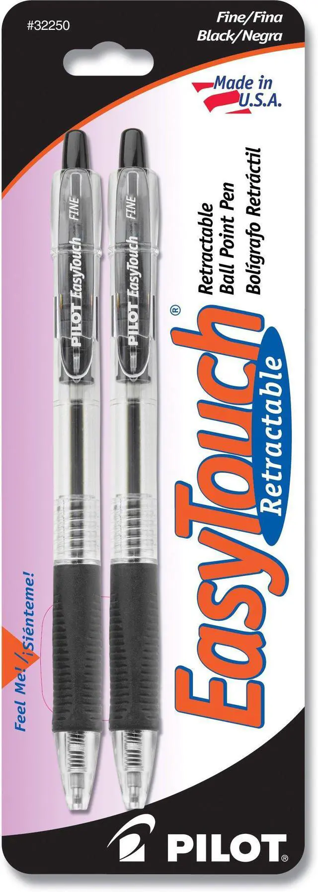 Main image of Pilot EasyTouch Retractable Ball Point Pens, Fine Point, Black Ink, 2-Pack (32250)