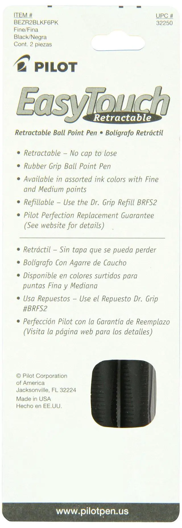 Alt view image 2 of 2 - Pilot EasyTouch Retractable Ball Point Pens, Fine Point, Black Ink, 2-Pack (32250)