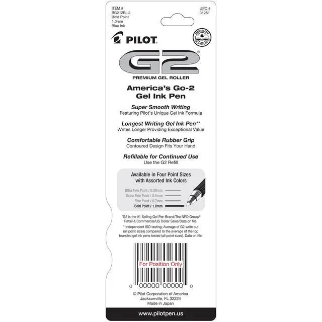 Alt view image 3 of 7 - Pilot G2 Premium Gel Pens, Black Pens, Bold Point 1 mm, 2 Black