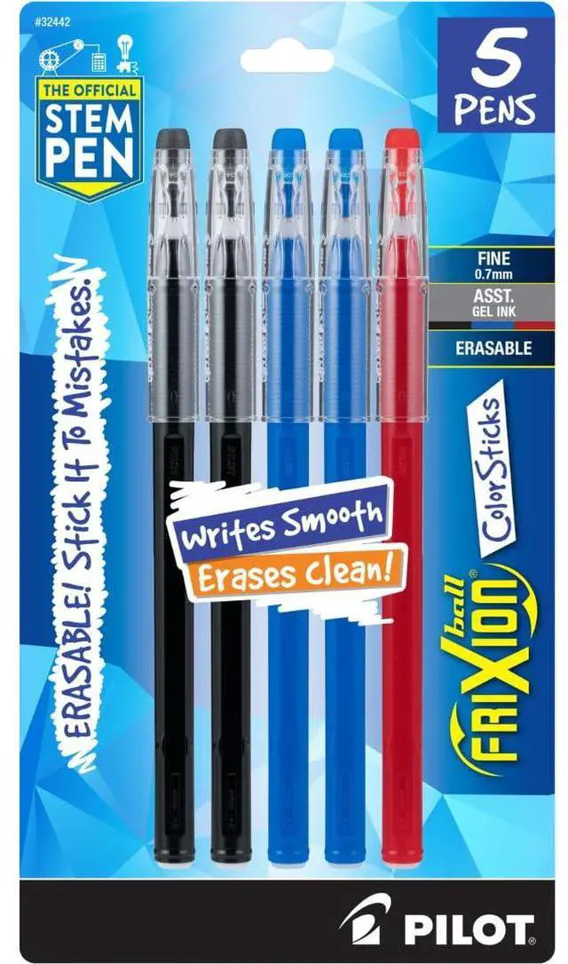 Main image of Pilot FriXion ColorSticks Erasable Gel Ink Pens, Fine Point 0.7 mm, Assorted Colors, Pack of 1, Erasable Pens - Ideal for School, Journaling, & Office Writing