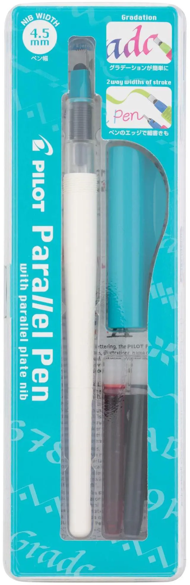 Main image of Pilot Parallel Pen Premium Caligraphy Pen Set, 4.5mm Nib, White Barrel with Teal Accents (14682)