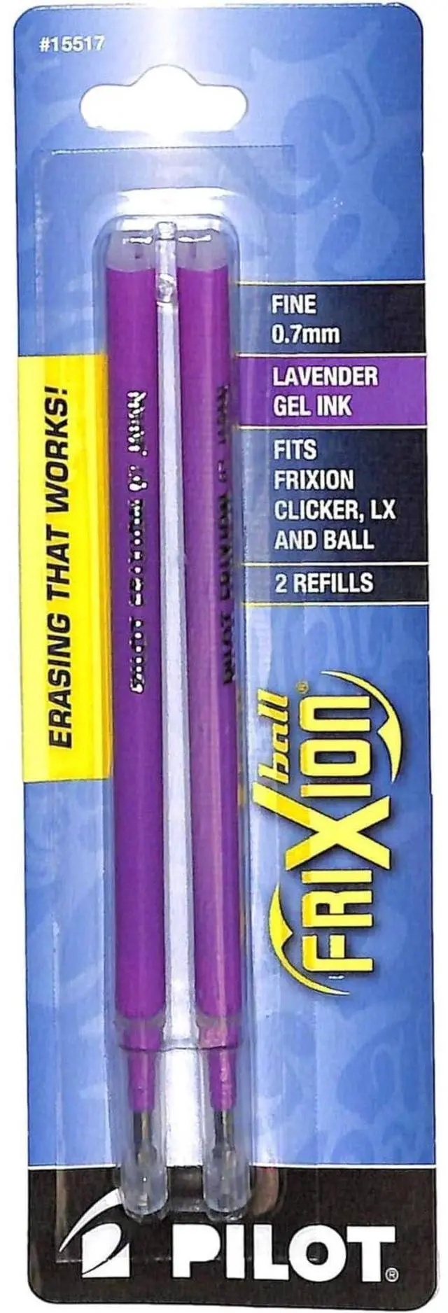 Main image of PILOT FriXion Gel Ink Refills For Clicker, LX & Ball Pens, Fine Point (0.7mm), Lavender Ink, 2-Pack (15517)