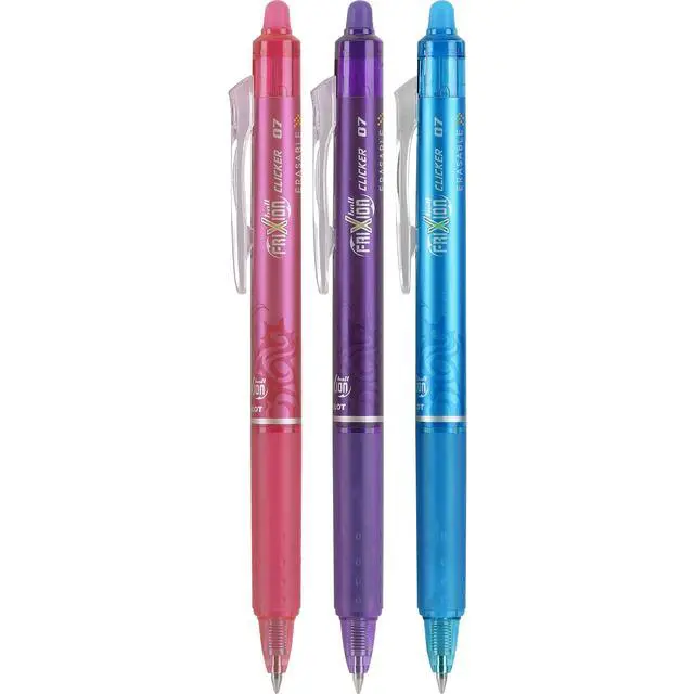 Alt view image 2 of 5 - PILOT FriXion Clicker Erasable, Refillable & Retractable Gel Ink Pens, Fine Point, Pink/Purple/Turquoise Inks, 3-Pack (31469)