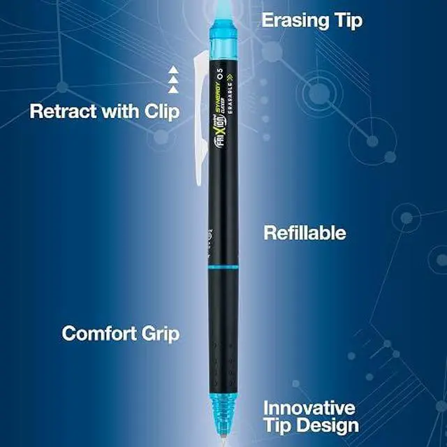 Alt view image 3 of 5 - Pilot FriXion Synergy Clicker Erasable, Refillable, Retractable Gel Ink Pens, Extra Fine Point 0.5 mm, Pack of 5, Assorted Colors, FriXion Erasable Pens 0.5 - Ideal for School & Office Writing