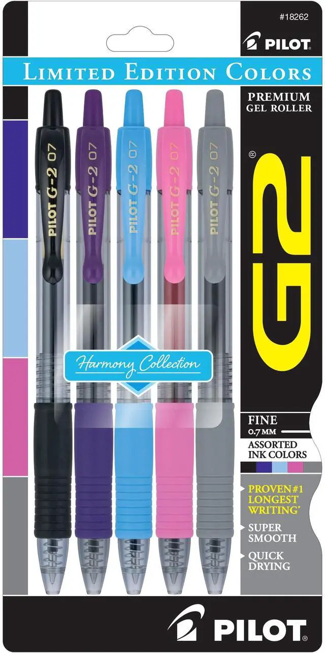 Main image of PILOT G2 Harmony Ink Collection Limited Edition Retractable Gel Pens, 0.7mm, Fine Point, Assorted Ink, 5-Pack