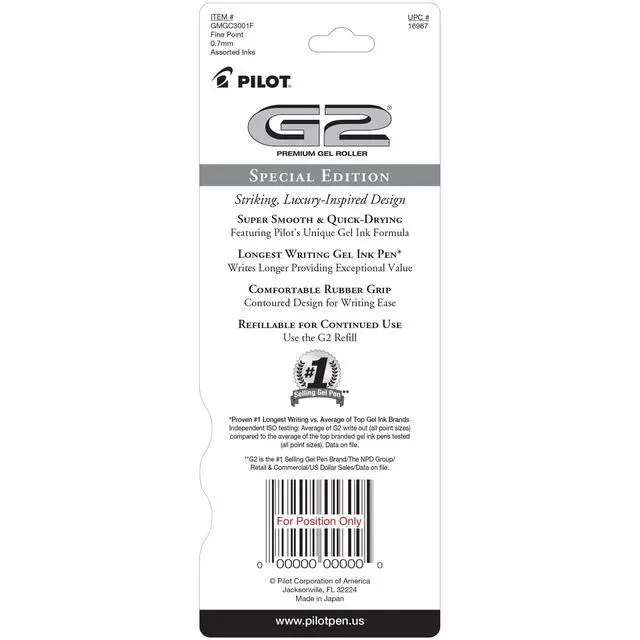 Alt view image 3 of 7 - Pilot, G2 Special Edition Premium Gel Roller Pens, Fine Point 0.7 mm, Black, Blue, Red, Pack of 3