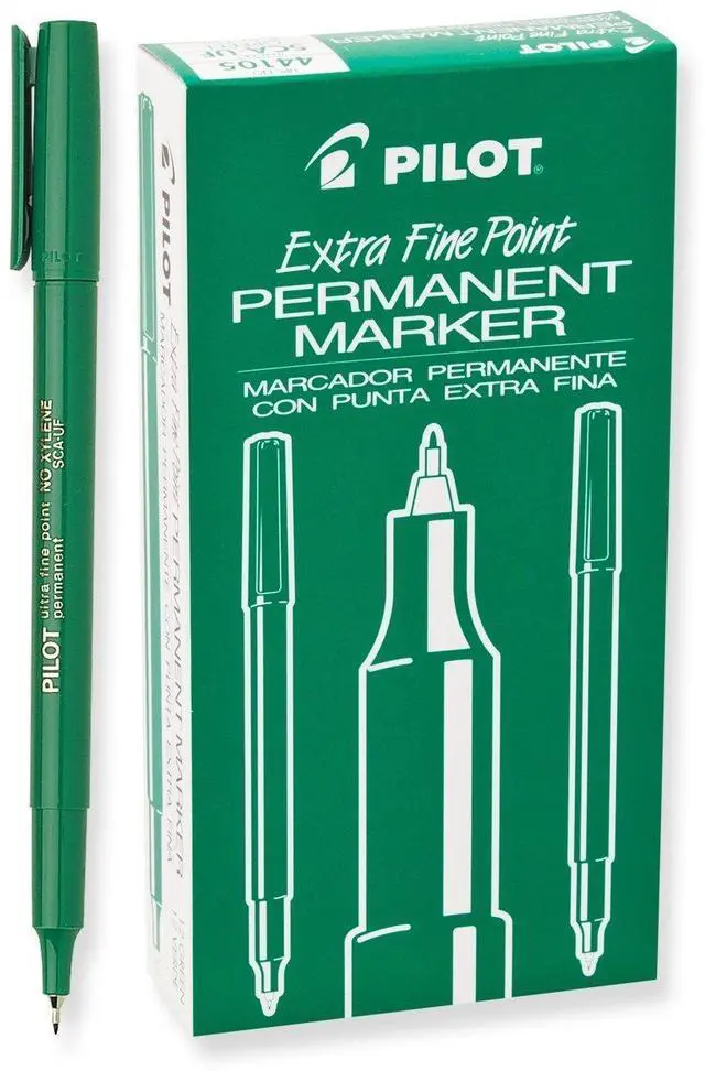 Main image of Pilot Extra Fine Point Permanent Markers, Marker Pens, Green Ink, 12-Pack