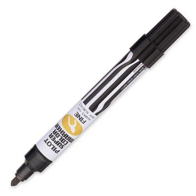 Alt view image 3 of 3 - Pilot Super Color Jumbo Refillable Permanent Markers, Black Ink, Fine Bullet Tip, Jumbo Permanent Markers, 12-Pack