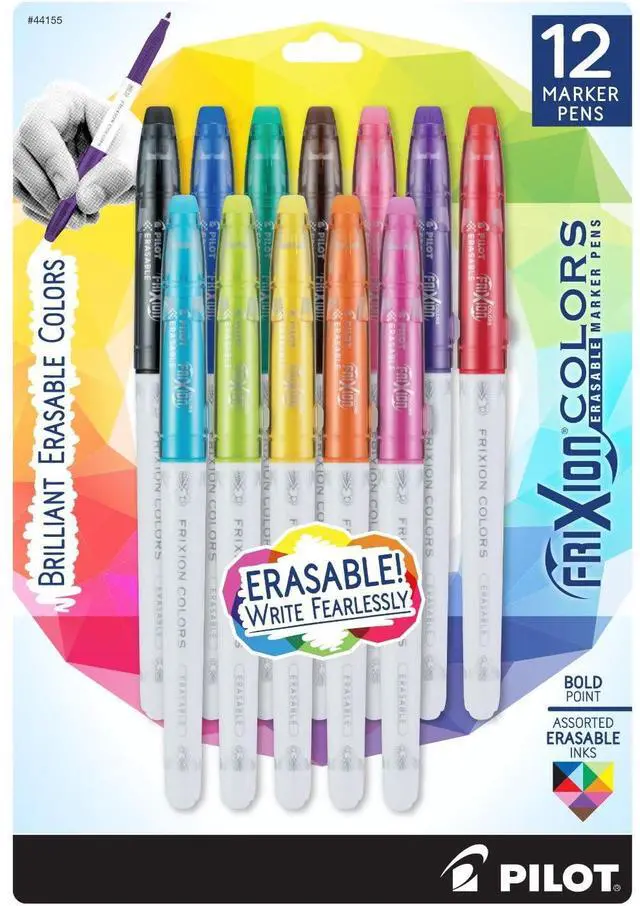 Main image of Pilot FriXion Colors Erasable Marker Pens, Bold Point, Erasable Pens, Assorted Color Inks, 12-Pack
