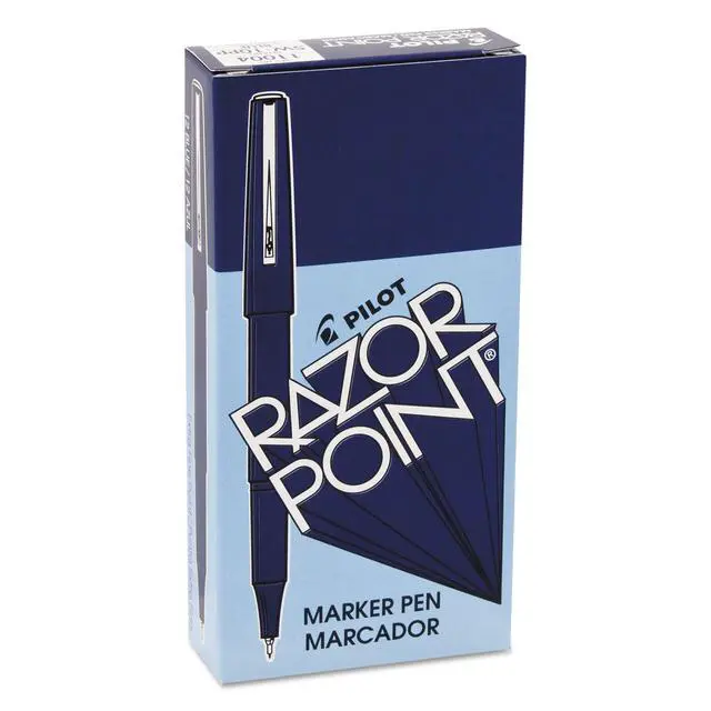 Alt view image 2 of 3 - Pilot Razor Point Fine Line Marker Stick Pens, Ultra-Fine Point (0.3mm), Marker Pens, Blue, 12-Pack