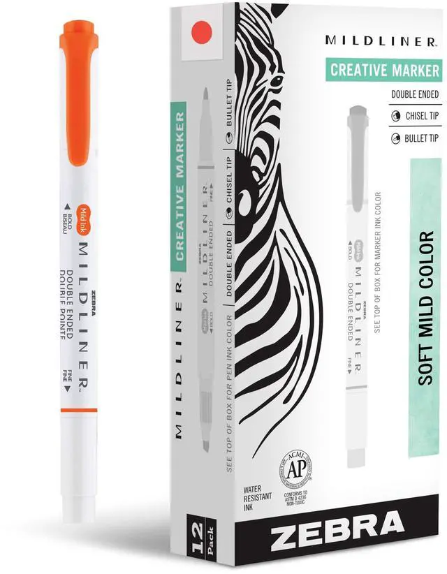 Main image of Zebra Pen MILDLINER No Bleed Highlighter, Marigold Color, Dual Tip, 12-Pack
