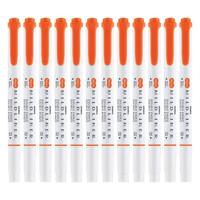 Alt view image 2 of 6 - Zebra Pen MILDLINER No Bleed Highlighter, Marigold Color, Dual Tip, 12-Pack