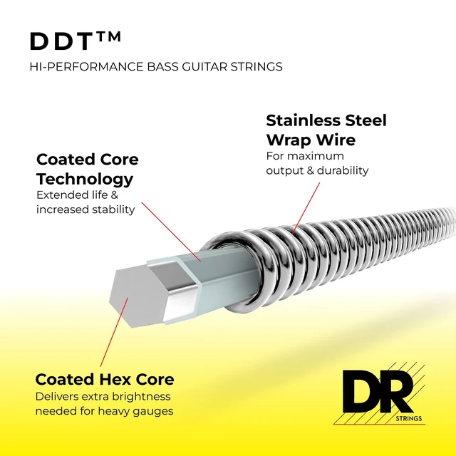 Alt view image 2 of 7 - DR Strings DDT5-45 Drop-Down Tuning Stainless Steel Medium 5-String Bass Strings