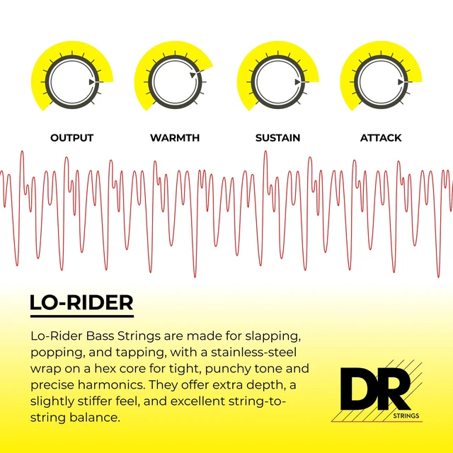 Alt view image 4 of 7 - DR Strings Lo-Rider - Stainless Steel Hex Core 5 String Bass 45-125 (MH5-45)