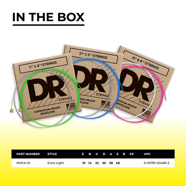 Alt view image 4 of 7 - DR Strings HI-DEF NEON Acoustic Guitar Strings (NMCA-10)