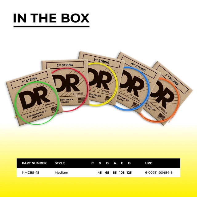 Alt view image 5 of 7 - DR Strings HI-DEF NEON Bass Guitar Strings (NMCB5-45),Black