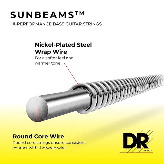 Alt view image 3 of 7 - DR Strings Sunbeam - Nickel Plated Round Core 6 String Bass 30-125