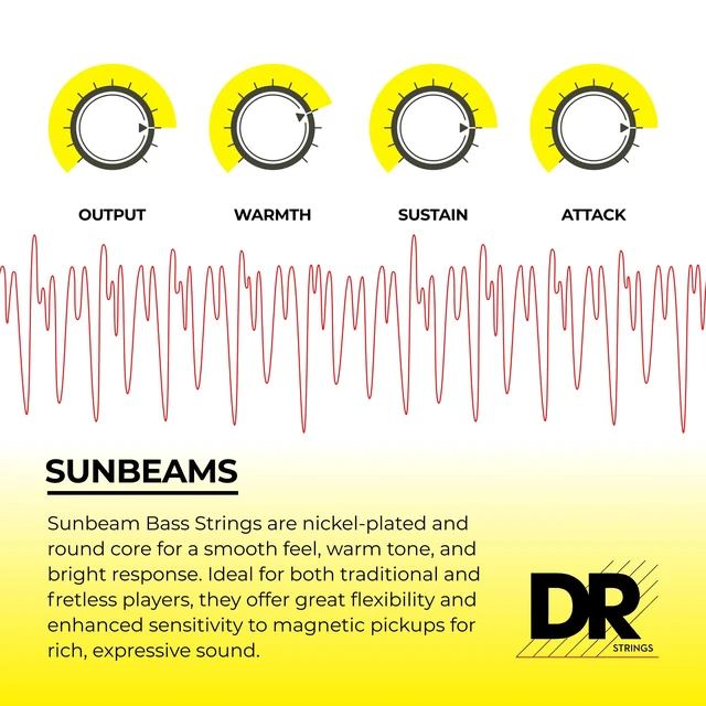 Alt view image 4 of 7 - DR Strings Sunbeam - Nickel Plated Round Core 6 String Bass 30-125