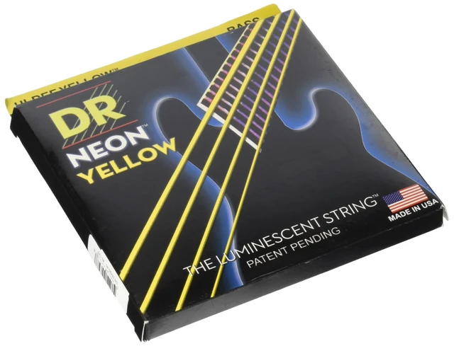Alt view image 3 of 6 - DR Strings Hi-Def NEON Electric Bass Guitar Strings - .040-.120 Light, Yellow