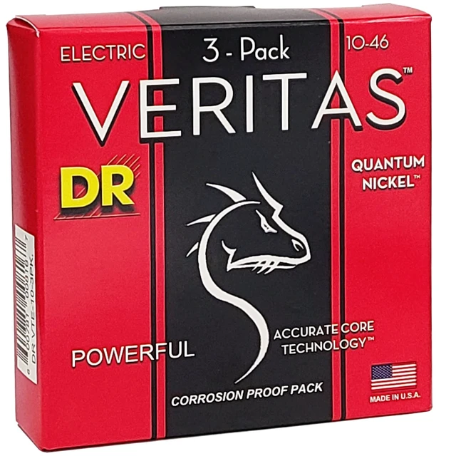 Alt view image 2 of 7 - DR Strings VTE-10 Veritas Electric Guitar Strings - .010-.046 Medium Factory (3-pack)
