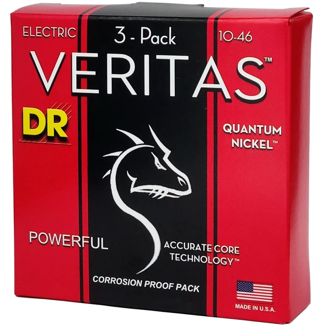 Alt view image 4 of 7 - DR Strings VTE-10 Veritas Electric Guitar Strings - .010-.046 Medium Factory (3-pack)