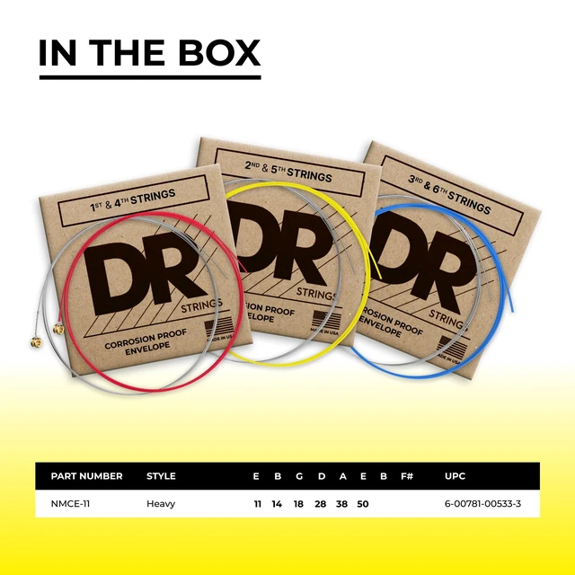 Alt view image 4 of 7 - DR Strings HI-DEF NEON Electric Guitar Strings (NMCE-11)
